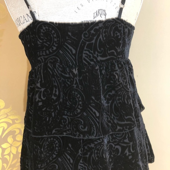 INC Black Velvet Ruffle Blouse Size 8 - Picture 3 of 7